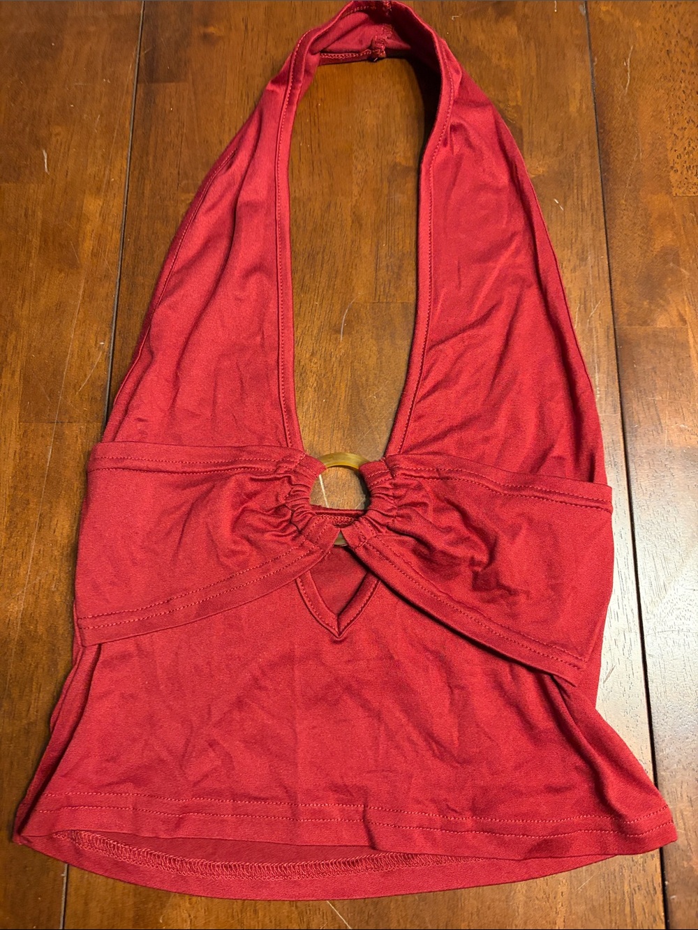 Red Halter Ring Front Women's Tank Top